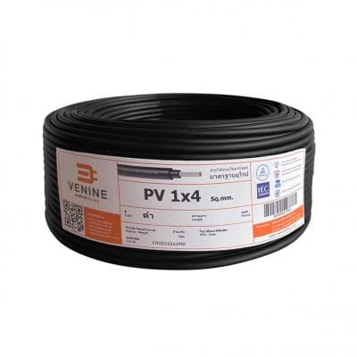 VENINE Electric Cable TUV PV (Cutting Per Meter) Size 1 x 4 Sq.mm., 1 Meter, Black