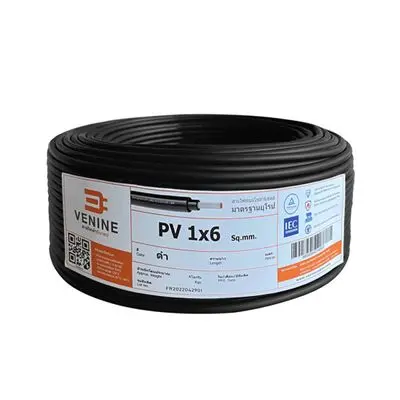 VENINE Electric Cable TUV PV (Cutting Per Meter) Size 1 x 6 Sq.mm., 1 Meter, Black