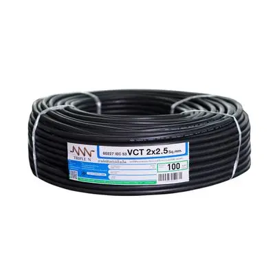 Electric Cable NNN IEC 53 Size 2 x 2.5 Sq.mm. Length 100 Meter Black