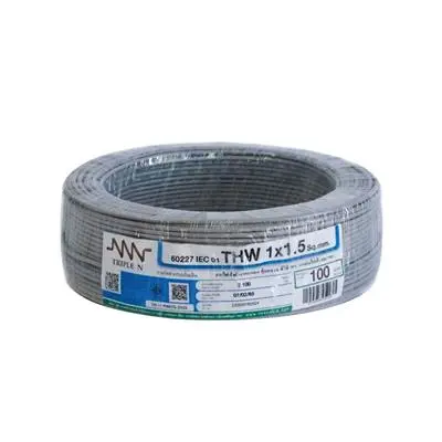 Electric Cable NNN IEC 01 THW Size 1 x 1.5 Sq.mm. Length 100 Meter Grey