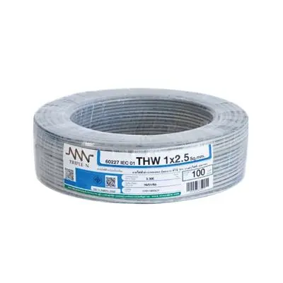 Electric Cable NNN IEC 01 THW Size 1 x 2.5 Sq.mm. Length 100 Meter Grey