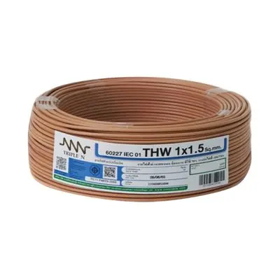 Electric Cable (Cutting Per Meter) NNN IEC 01 THW Size 1 x 1.5 Sq.mm Brown