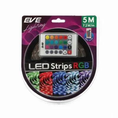 ไฟLed Strip 7.2 วัตต์ พร้อมรีโมท EVE รุ่น SMD5050 ความยาว 5 เมตร RGB