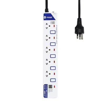 รางปลั๊กไฟ 5 ช่อง 2 USB 5 สวิตช์ TOSHINO รุ่น ET-915USB สายไฟยาว 3 เมตร สีขาว