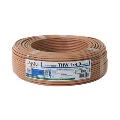 Electric Cable NNN IEC 01 THW Size 1 x 4.0 Sq.mm. x 100 meter Brown