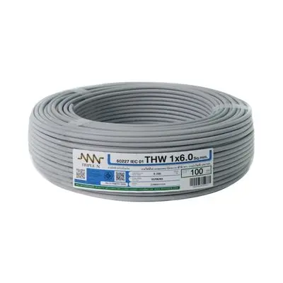 Electric Cable NNN IEC 01 THW Size 1 x 6 Sq.mm. Length 100 m Grey