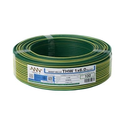 Electri 6 ตร.มม. ยาว 100 เมตร สีเขียวc Cable NNN IEC 01 THW Size 1 x 6 Sq.mm. Length 100 m Green