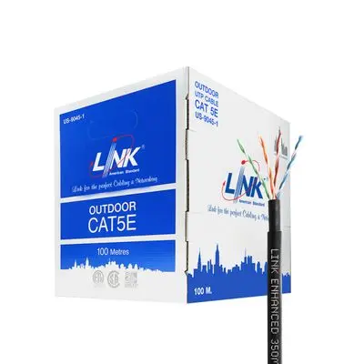 LAN Cable CAT5E LINK US-9045-1 Length 100 m Black