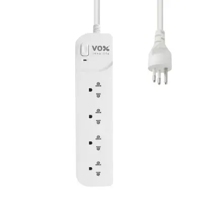 VOX Power Strip 4 Socket 1 Switch (F5STB-VX01-1401), 3 Metre, White