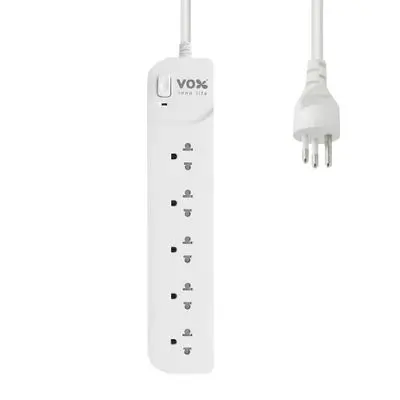 VOX Power Strip 5 Socket 1 Switch (F5STB-VX01-1501), 3 Metre, White