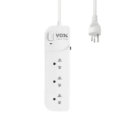VOX Power Strip 3 Outlet 1 Switch, (F5STB-VX01-1301), Lenght 3 Metre, White