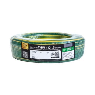 NNN GOLD Electric Cable (IEC 01 THW), 1 x 1.5 Sq.mm., Lenght 100 Meter, Green-Yellow