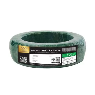 NNN GOLD Electric Cable (IEC 01 THW), 1 x 1.5 Sq.mm., Lenght 100 Meter, Green