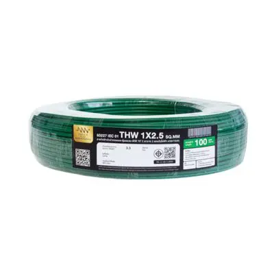 NNN GOLD Electric Cable (IEC 01 THW), 1 x 2.5 Sq.mm., Lenght 100 Meter, Green