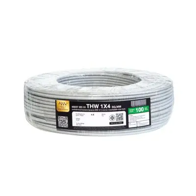 NNN GOLD Electric Cable (IEC 01 THW), 1 x 4 Sq.mm., Lenght 100 Meter, Grey