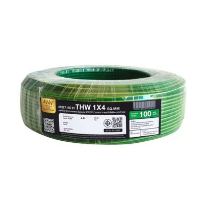 NNN GOLD Electric Cable (IEC 01 THW), 1 x 4 Sq.mm., Lenght 100 Meter, Green-Yellow