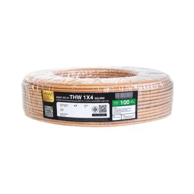 NNN GOLD Electric Cable (IEC 01 THW), 1 x 4 Sq.mm., Lenght 100 Meter, Brown
