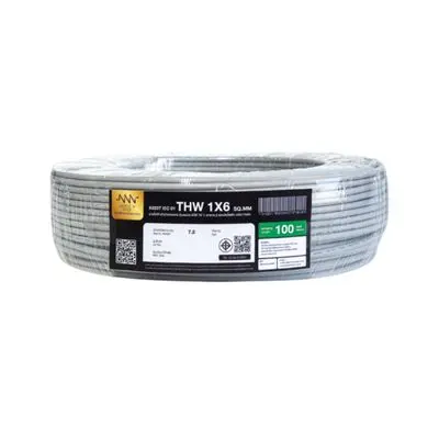 NNN GOLD Electric Cable (IEC 01 THW), 1 x 6 Sq.mm., Lenght 100 Meter, Grey