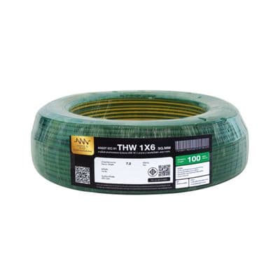 NNN GOLD Electric Cable (IEC 01 THW), 1 x 6 Sq.mm., Lenght 100 Meter, Green-Yellow