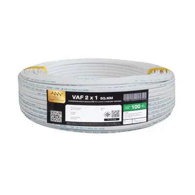 NNN GOLD Electric Cable (VAF), 2 x 1 Sq.mm., Lenght 100 Meter, White