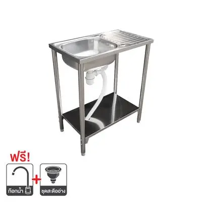 Sink With Standing 1 Bowl 1 Drainer TEKA LINEA AS 80 1B 1D Size 78 CM. Stainless