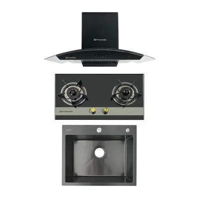 DYNA HOME Set Hob With Hood and Sink (DH-2000G+DH-800-BK+WD-5545-TS-BK)