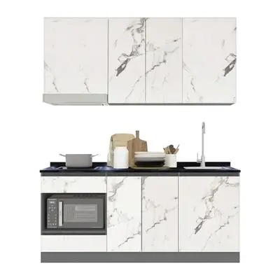 Compact Set Right Top Sink KUCHE Size 180 cm Grey - Stone White