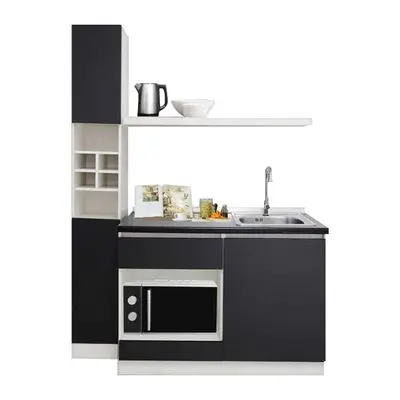 Compact Set Right Top Sink KUCHE Size 150 cm Grey - White