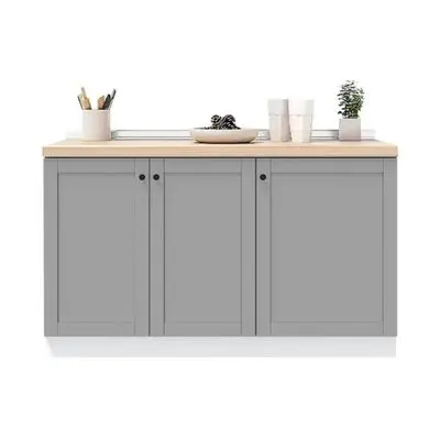 Compact Kitchen Counter KUCHE Size 150 x 58.8 x 89.8 cm Grey - White