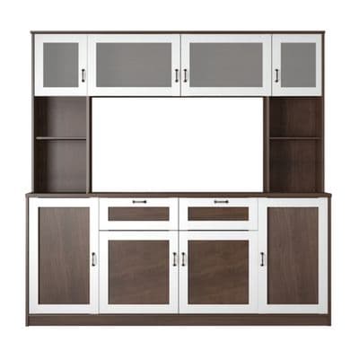 ECF Kitchen Set Flat Top (Tesla), 180 cm., Dark Brown - White Wood Color