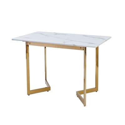 โต๊ะทานอาหารท็อปหิน CALINA รุ่น MBX56 ขนาด 160 x 75 x 90 ซม. สีขาว-ครีม