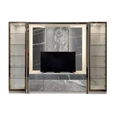ชุดตู้วางทีวี CALINA รุ่น แอรีส ขนาด 300 ซม. สีดำ-เทา