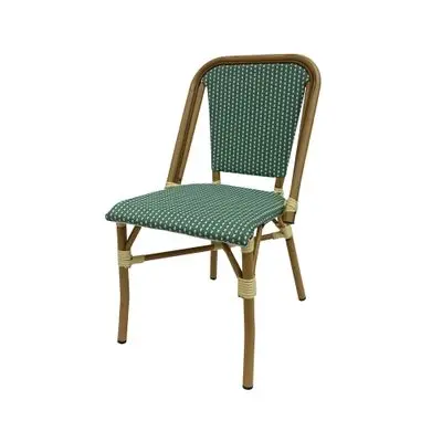 เก้าอี้หวายเทียมโครงอะลูมิเนียม French Bistro FONTE รุ่น C-230527 สีขาว - เขียว