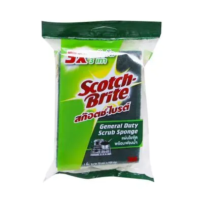 Scrub Sponge SCOTCH BRITE XD006000066 Size 3 x 4 Inch Green - Yellow
