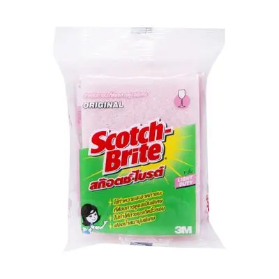 Scrub Sponge Light Duty SCOTCH BRITE XD006000165 Size 3 x 4 Inch Pink