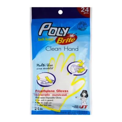 HDPE Multipurpose Disposable Gloves POLY-BRITE No.950-03 (Pack 24 Pcs.) Clear
