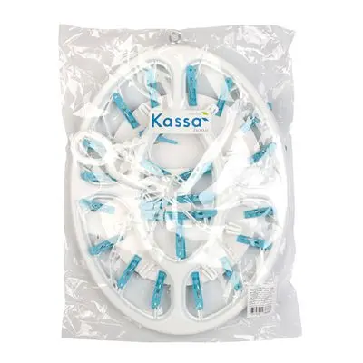 ห่วงตากผ้าพลาสติก 24 กิ๊บ KASSA HOME รุ่นทรงรี 24 (แพ็ก 1 ชิ้น) สีฟ้า