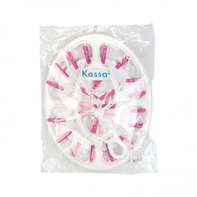 ห่วงตากผ้าพลาสติก 24 กิ๊บ KASSA HOME รุ่นทรงรี 24 (แพ็ก 1 ชิ้น) สีชมพู
