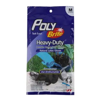 Nature Latex Gloves Heavy-Duty POLY BRITE No. 934-22D Size M Black