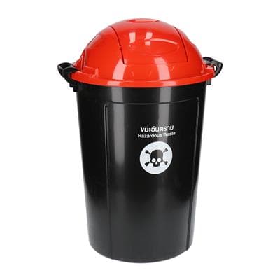 ถังขยะอันตรายฝาโดมสวิงพลาสติก KASSA HOME รุ่น API133/199 ถังดำฝาสีแดง