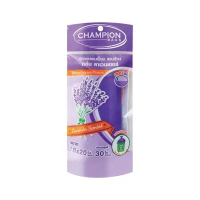 Garbage Bags on Roll Lavender Scented CHAMPION Size 18 x 20 Inch (Pack 30 Pcs.) Purple