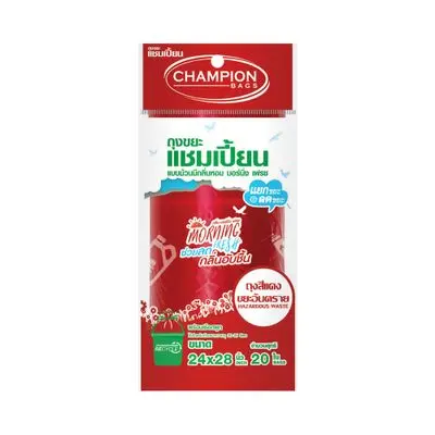 Champion Bags (Hazardous Waste) CHAMPION Size 24 x 28 Inch (Pack 20 Pcs.) Red