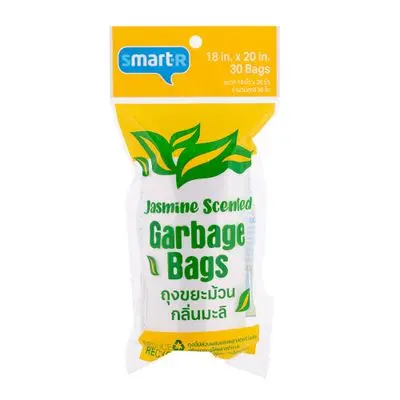 Rolled Garbage Bags SMARTER Jasmine Scented Size 18 x 20 Inch (Pack 30 Pcs.) White