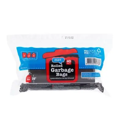 Rolled Garbage Bags SMARTER Size 18 x 20 Inch (Pack 40 Pcs.) Black