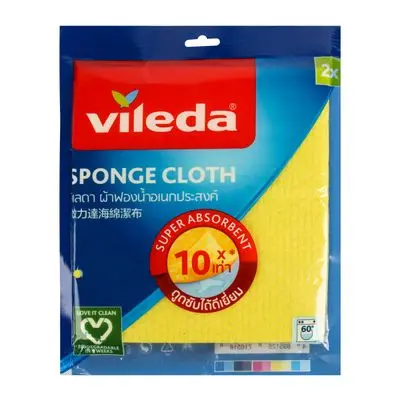 Wet Sponge Cloth VILEDA No.518 (Pack 2 Pcs) Yellow - Pink