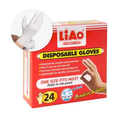 Disposable Glove LIAO H130055 Size M (Pack 24 Pcs.) White