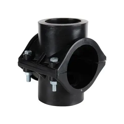 PE Pipe Double Saddle Clamp CHAIYO PIPE No. 359-205 Size 75 mm x 2 Inch Black