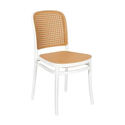 เก้าอี้พลาสติก FONTE รุ่น XS-P6 สีน้ำตาลอ่อน - ขาว