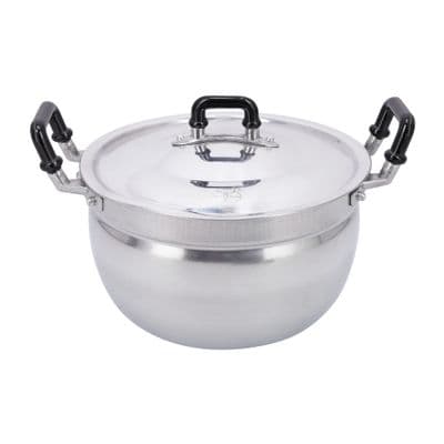 Aluminum Pot With Lid THREE RING Size 18 cm Silver