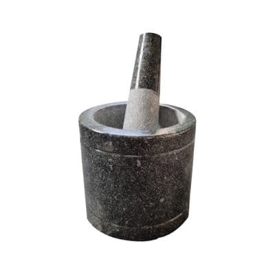 Cylindrical Stone Mortar 2K Size 5 Inch Black